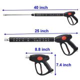M MINGLE Replacement Pressure Washer Gun with Extension Wand, M22 15mm or M22 14mm Fitting, 5 Nozzle Tips, 40 Inch, 4000 PSI
