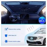 Car Windshield Sun Shade Umbrella for Most Vehicles, 2025 Upgraded Sunshade Cars Windshield Umbrella with 360Â° Bendable Handle for Protect Car Interior, Full Cover Shade UV/Block Heat, 57x33 in