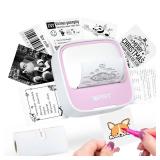 iDPRT Portable Sticker Maker Machine with 1 Roll Sticker Paper, Mini Printer Efficiently and Quickly, Thermal Printer for Study Notes, Pictures, DIY, Label, Free App with Multiple Templates, Pinkcolor