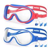 COOLOO Swimming Goggles for Kids 6-16, 2 Pack Kids Swim Goggles for Children Teens Anti-Fog Anti-UV Clear Wide View