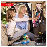 Helteko Backseat Car Organizer, Kick Mats Back Seat Protector with Touch Screen Tablet Holder, Back Seat Organizer for Kids with 9 Storage Pockets, Travel Accessories (2 Pack, Ocean Blue)