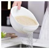 Kitchen Colander Bowl Combo Strainer for Rice, Pasta, Vegetables, Fruits (White)