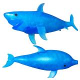 Squishy Shark Stress Balls Dolphin Stretch Ball (2 Pack) Stress Squish Ball, Sea Animal Shark Squishy Dolphin Stress Balls for Kids and Adults, Easter Basket Stuffers, Vase Filler and Home Decoration