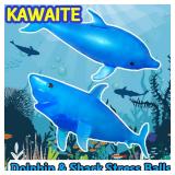 Squishy Shark Stress Balls Dolphin Stretch Ball (2 Pack) Stress Squish Ball, Sea Animal Shark Squishy Dolphin Stress Balls for Kids and Adults, Easter Basket Stuffers, Vase Filler and Home Decoration