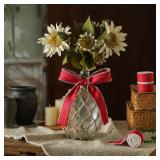 Pretty Jolly Red Denim Ribbon for Crafts Handmade Rustic Frayed Cotton Jean Fabric Ribbon for Flower Bouquet 15 Yards 1 Inch Cloth Ribbons for Gift Wrapping Hair Sewing Accessories Holiday Decor