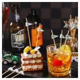 Layhit 300Pcs 19th Hole Drink Stirrers Skewers 4.72\" for Golf Cake Burgers Sandwiches 19th Hole Appetizer Picks Celebrate Your Next Hole in One for Golf Birthday Party Supplies Country Club Retiremen