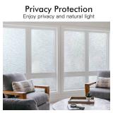 Haton Window Privacy Film, Frosted Glass Static Cling Sun Heat Blocking Window Clings, Frosting Opaque Coverings, Vinyl Removable Stickers Tint for Home Door Office, Non Adhesive 17.5\" x 78.7\"