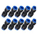 Metalwork Plastic Push to Connect Straight Union Tube Fitting, 8mm OD x 8mm OD, Straight Pneumatic Connector (Pack of 10)