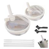 owmoer 40 oz Tumbler Detachable Flip Straw Lid Replacement Inside Diameter 3.6 Inch, Upgrade Leak Proof Splash Lids For Stanley, 2 Pcs Spillproof Tumbler Flip Lid For Stanley Lid Replacement 40 oz