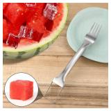 2pcs Watermelon Slicer Fork, Watermelon Cutting Tool 2-In-1 Watermelon Fork Slicer Cutter Stainless Steel Fruit Fork Cutter for Party Camping Fruit Shape