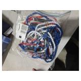 Ecation 12 Pcs 4th of July Bead Necklace Light up LED Neon Beaded Necklaces Bulk Patriotic Red White and Blue Accessories for Independence Day Memorial Day Events Party Celebration