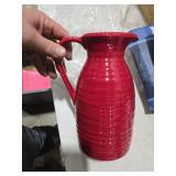 hjn hjn Farmhouse Pitcher Vase for Flowers- Ceramic Pitcher Vase Red Decorative Pitcher for Your Kitchen/Home Decor/Office/Living Room/Bookshelf/Mantel/-Red