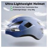 BOTHLIKE Bike Helmet Adult for Men Fit 22.8\"- 24.4 \", Lightweight Bicycle Helmet with LED Light & Magnetic Goggles, USB Charging Cable Included, Cycling Helmet for Adult, Blue