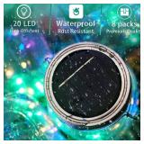 SunKite Solar Mason Jar Lights [Updated], 8 Pack 20 LED Waterproof Fairy Firefly Jar Lids String Lights with Hangers(NO Jars), Patio Yard Garden Wedding Decoration - Colorful