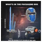 SANCO Light Up Sword Set for Kids - Includes Blue Power Swords with FX Sound(Motion Sensitive), Toy Gun & Mask, Glowing Toys for Halloween Cosplay Parties, Christmas Birthday Gifts for Boys & Girls