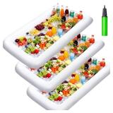 JOYIN 3-Pack Inflatable Serving Bars Cooler - Inflatable Cooler Ice Buffet Salad Serving Trays with Drain Plug, Food Drink Holder for Indoor Outdoor Summer Picnic Beach Pool Luau Party