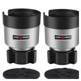 SEVEN SPARTA 2 Pack Car Cup Holder Expander Organizer Adjustable Base, Compatible with Yeti 20/26/30 oz, Hydro Flasks 32/40oz, Nalgenes 30/32/38/48 oz, Other Bottles in 3.4\"-3.8\" (Silver)