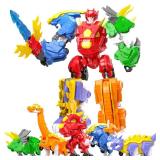 RISUNTOY 5-in-1 Transforming Dinosaur Robot Toys, STEM Building Kit with Triceratops Action Figures, Safe Set for Kids Boys Girls Age 3+ Boys & Girls, Birthday for Toddlers
