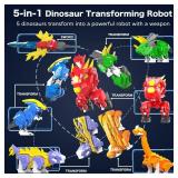 RISUNTOY 5-in-1 Transforming Dinosaur Robot Toys, STEM Building Kit with Triceratops Action Figures, Safe Set for Kids Boys Girls Age 3+ Boys & Girls, Birthday for Toddlers