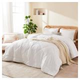 YOOHU Full Comforter Set White, 3 Pieces Lightweight All Season Solid Bedding Comforters Sets, Down Alternative Comforter Bed Set Quilt Blanket, (86x82In Comforter & 2 Pillowcases)