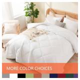 YOOHU Full Comforter Set White, 3 Pieces Lightweight All Season Solid Bedding Comforters Sets, Down Alternative Comforter Bed Set Quilt Blanket, (86x82In Comforter & 2 Pillowcases)