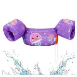 HeySplash Swim Vest for Kids, Toddler Pool Floaties Fit 22-44 Lbs, Swimming Vest with Adjustable Strap, Swim Jacket Water Wings Arm Float, Puddle Baby Jumper for Girl Beach Age 2-5,Purple Jellyfish