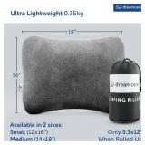 DREAMCARE Camping Pillow, Memory Foam Travel Pillow, Camping Accessories - Small Pillow Camping Essentials Camping Pillows for Sleeping, Backpacking Pillow, Travel Pillows for Sleeping (Medium,Grey)