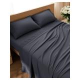 Bedsure Queen Sheet Set - 4 Pieces Soft Queen Size Sheets - Breathable & Cooling - Hotel Luxury - Easy Care Polyester Microfiber Bedding for Women, Men, Dark Grey