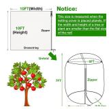 10 X 10 Ft Large Fruits Tree Netting Cover with Zipper and Drawstring, Insect Bird Barrier Netting for Garden Protection, Garden Plant Mesh Netting Cover for Cherry Apple Peach Tree Blueberry Bushes