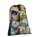 Rudmox Heavy Duty Mesh Ball Bag, Drawstring Sport Equipment Storage Bag for Basketball, Soccer, Sports Beach and Swimming Gears with Adjustable Shoulder Strap Outdoor Organizer (Black-L)