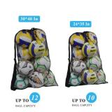 Rudmox Heavy Duty Mesh Ball Bag, Drawstring Sport Equipment Storage Bag for Basketball, Soccer, Sports Beach and Swimming Gears with Adjustable Shoulder Strap Outdoor Organizer (Black-L)