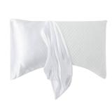 HOMBYS Curved Pillow Cases Queen Size 2 Pack Side Sleeper Pillowcase (97% Polyester, 3% Spandex ) Cover with Zipper-Smooth, Soft and Breathable for Hot Sleepers Hair and Skin (Queen-20 x30, White)