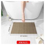 chakme Bathroom Rugs Mat 24x17, Ultra Thin Non Slip Bath Mat Small Quick Dry Absorbent Bath Mat for Bathroom Floor, (Dark Beige, 24\"x17\")