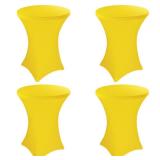 Fivenl 4 Pack 32x43 Inch Cocktail Table Cover Spandex Stretch Square Corners Tablecloth, Fitted High Top Table Cover for Bar, Weddings, Birthday, Banquet, Outdoor Party (Yellow)