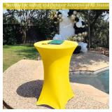 Fivenl 4 Pack 32x43 Inch Cocktail Table Cover Spandex Stretch Square Corners Tablecloth, Fitted High Top Table Cover for Bar, Weddings, Birthday, Banquet, Outdoor Party (Yellow)