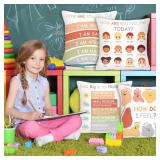 R HORSE 4Pcs Calming Corner Throw Pillow Covers Classroom Counseling Office Must Haves Positive Mental Health Pillowcase Throw Pillow Covers Decor Calm Down Corner Supplies for School Office Gifts