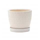 Napco Imports Indoor Outdoor Plant Succulent Herb Flower Pot with Saucer 5 Inch Ceramic Hexagon Design