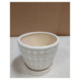 Napco Imports Indoor Outdoor Plant Succulent Herb Flower Pot with Saucer 5 Inch Ceramic Hexagon Design