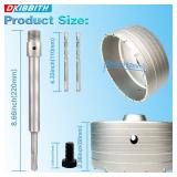 6" Concrete Hole Saw, 152mm Tungsten Steel Core Bit for Cinder Block, Brick, Rock, Plank Walls for Pipes or mini Split Lines, with SDS Plus Shank and 2 Center Positioning Drill Bits.