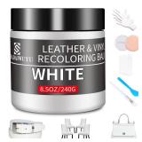 Leather Recoloring Balm,8.5oz Leather Color Restorer,White Leather Repair kit for Furniture and Car Interior,Leather Couch Scratch Repair,Leather Dye Paint for Faded,Cracked and Damaged Leather
