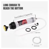 Thorstone 200cc Automotive Fluid Extractor Pump, Manual Oil Change Syringe with 60cm Rubber Hose & 2pcs 22cm PVC Suction Tubes