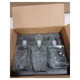 Whiskey Decanter, Liquor Decanters Set of 3, Glass Alcohol Bottle for Vodka, Tequila and Bourbon Unique Whiskey Bar and Party Decorations (28oz*2, 31oz*1)