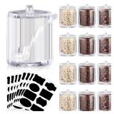 Tioncy 12 Pcs Hot Cocoa Bar Supplies Sugar Bowls with Lid and Spoon Party Bar Ice Cream Sundae Caramel Apple Dipping Container Christmas Acrylic Candy Dispenser with Tag (8 oz,Clear)