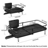 SNTD Dish Drying Rack, Expandable Dish Rack for Kitchen Counter, Metal Dish Drainer with Utensil & Cup Holder 13.8"-22.6" L x 12.1" W (Black)