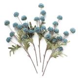 Floroom 5pcs Dusty Blue Faux Silk Mums Artificial Flowers, Bulk Fake Small Mini Chrysanthemums with Stems for DIY Slate Blue Wedding Centerpieces Floral Arrangements Vase Fillers Home Decorations