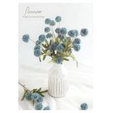 Floroom 5pcs Dusty Blue Faux Silk Mums Artificial Flowers, Bulk Fake Small Mini Chrysanthemums with Stems for DIY Slate Blue Wedding Centerpieces Floral Arrangements Vase Fillers Home Decorations