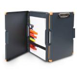 Dexas Duo Clipcase, Double Sided Clipboard Design, Portable Clipboards 13x10 Gray/Orange, Combine Style and Functionality Office Supplies for Nursing, School, Work, Trades, Home Office (Latch Missing)