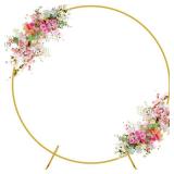 Wokceer Wedding Arch Round Backdrop Stand 5FT Circle Balloon Arch Frame Metal Circle Backdrop Stand Gold Wedding Arch Stand for Birthday Party Wedding Bridal Shower Anniversary Ceremony Decoration