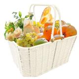 Aikolesa Picnic Basket, Garden Harvest Basket, Multi-Functional Weave Basket for Kitchen Garden Picnic Cabinet Bike White