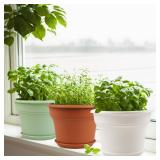Pottiffe 8 Inch Plastic-Flower Pot-for-Indoor Plants, 4 Pack Large Outdoor Planter Pot with Drainage Holes & Saucers, Resin Decorative Garden Pots Planters
